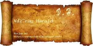 Váray Harald névjegykártya